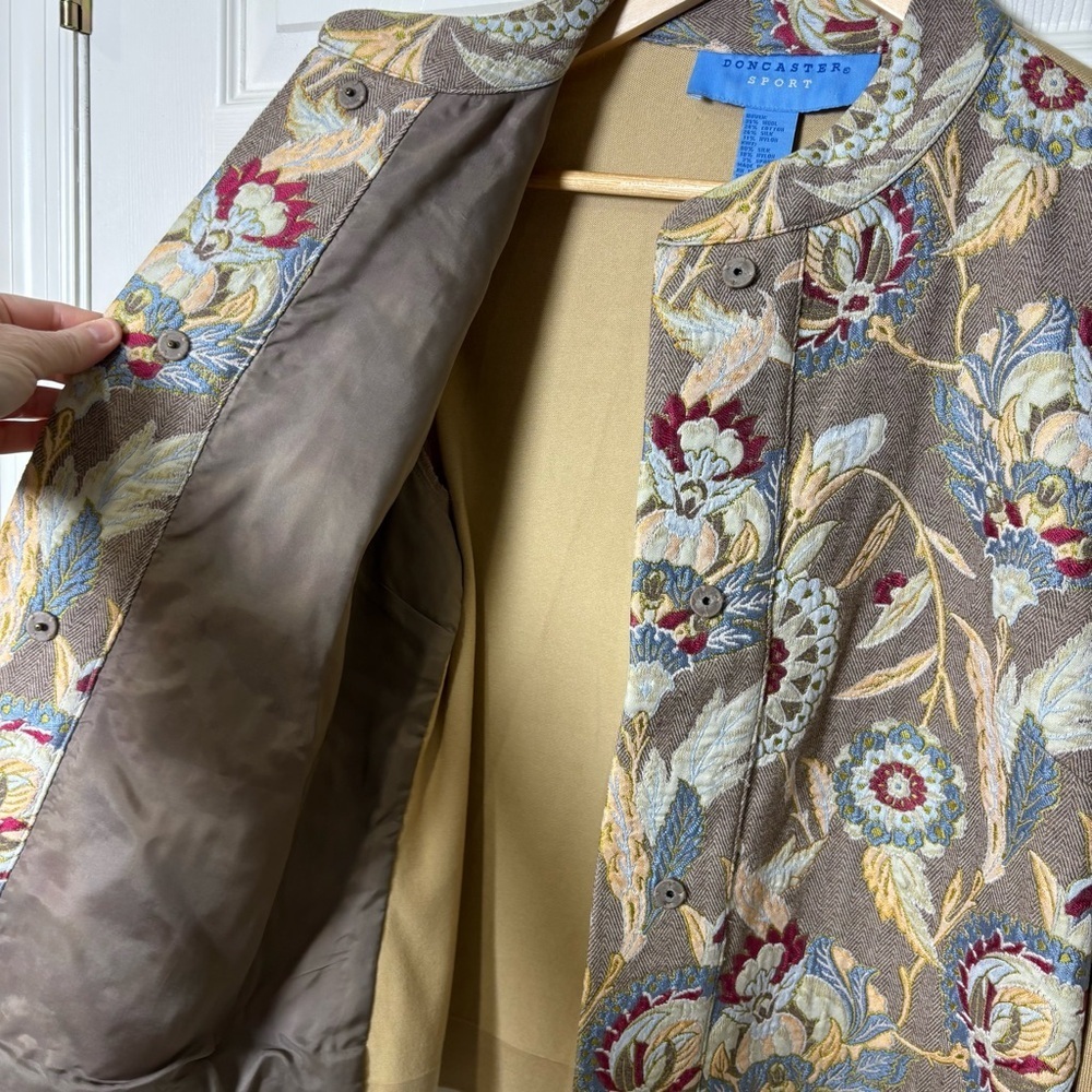 Doncaster Cottagecore Tapestry Jacket Womens 10 Wool Silk Blend Victorian Luxury - Picture 6 of 13